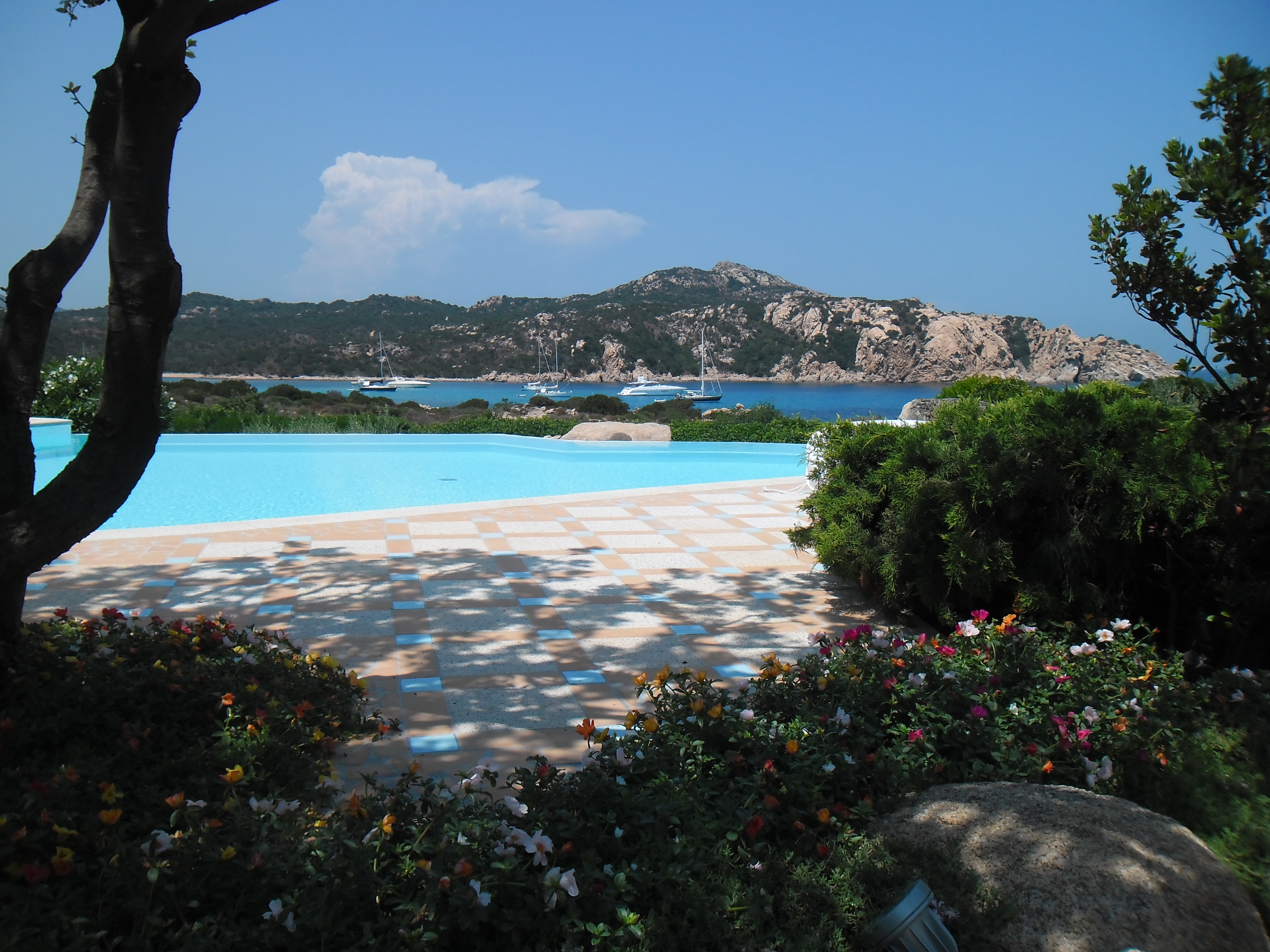 Piscina con giardino e baia